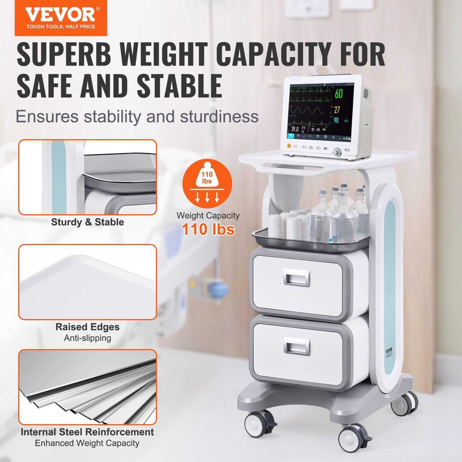 3 Tiers Lab Carts Mobile Medic - Medical Laboratory ulasan dan harga