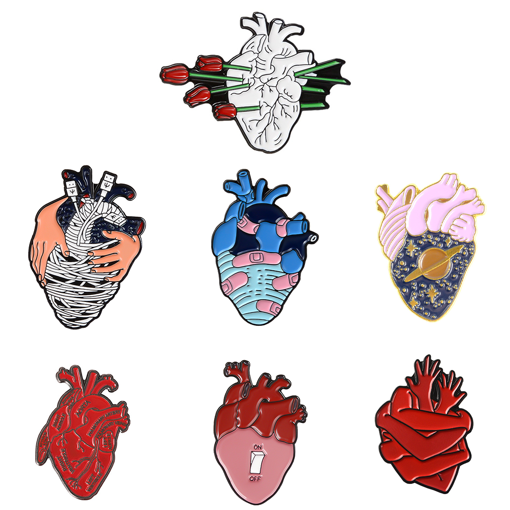 Anatomical Heart Enamel Pin Br - Medical Label ulasan dan harga